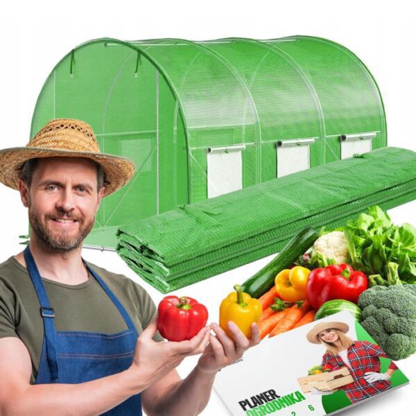 Szklarnie tunel foliowy ogrodowy szklarnia 4,5x2x2m folia 9m² foliak uv 4 premium