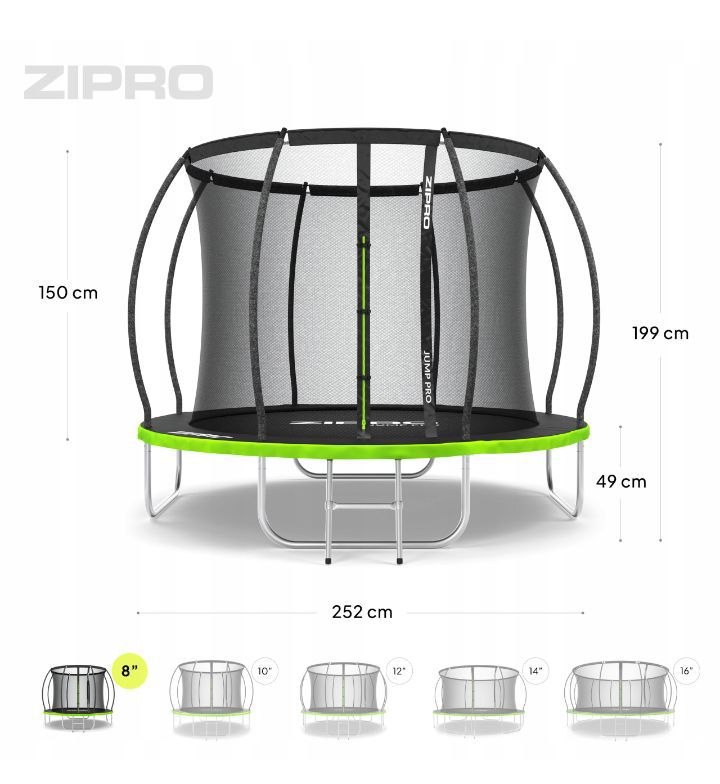 trampolina ogrodowa z siatką wewnętrzną dla dzieci 8ft 252cm zipro trampolina ogrodowa z siatką wewnętrzną dla dzieci 8ft 252cm zipro